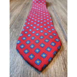 Brooks Brothers Mens Red Geometric Silk Tie Made in USA